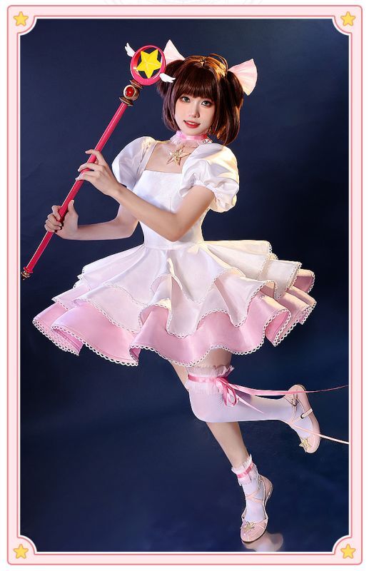 三分妄想 カードキャプターさくら コスプレ 木之本桜 紅白戦闘服パニエはワイヤーパニエですか